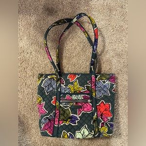 Vera Bradley quilted falling flowers green floral small vera tote satchel